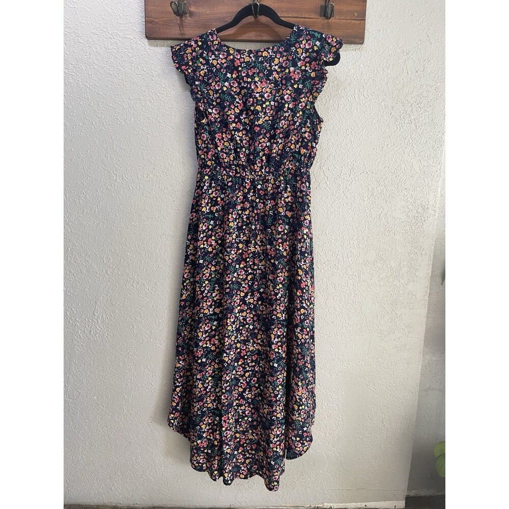 Jessica Simpson Size Small Navy Floral High-Low Midi Dress - Picture 2 of 7